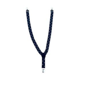 Zara Nautical Themed Navy Blue Anchor Pattern Adjustable Suspenders With Silver